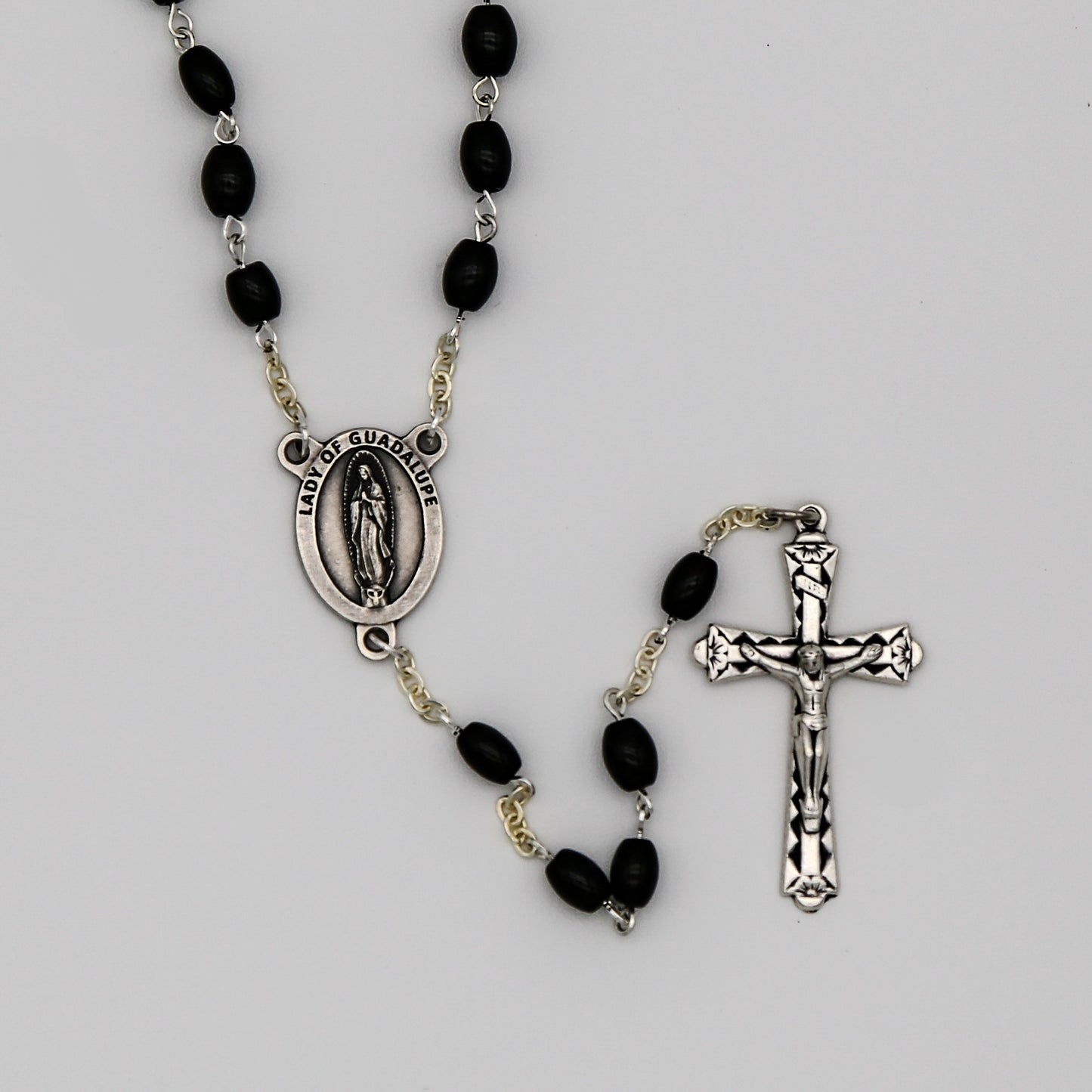 Our Lady of Guadalupe Rosary in Silver and Black